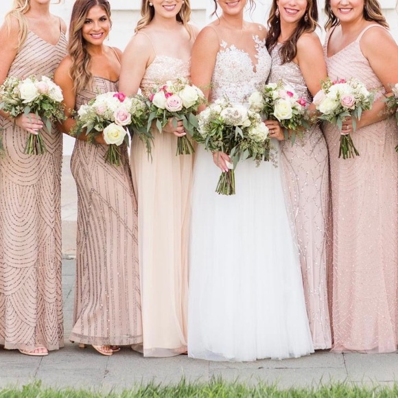 Adrianna Papell | Dresses | Adrianna Papell Champagne Bridesmaidprom Gown |  Poshmark